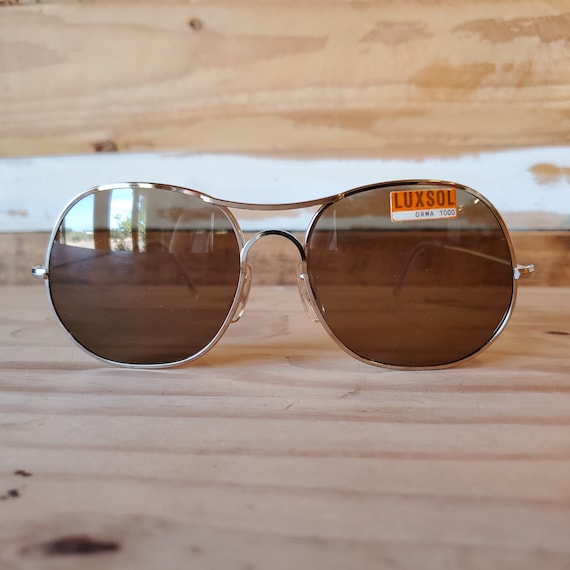 80s Round Aviator Sunglasses, Vintage unisex Sung… - image 1