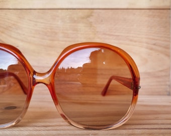 Gafas de sol vintage, gafas de sol de gran tamaño, gafas de sol redondas vintage de los años 70 para mujer, gafas de sol boho de gran tamaño gruesas, gafas alemanas NOS