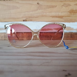 Vintage Sparkle Cat-Eye Sunglasses FRAMES ONLY, 70s Glam Sunglasses, Women Large Butterfly Sunglasses, NOS Eyewear