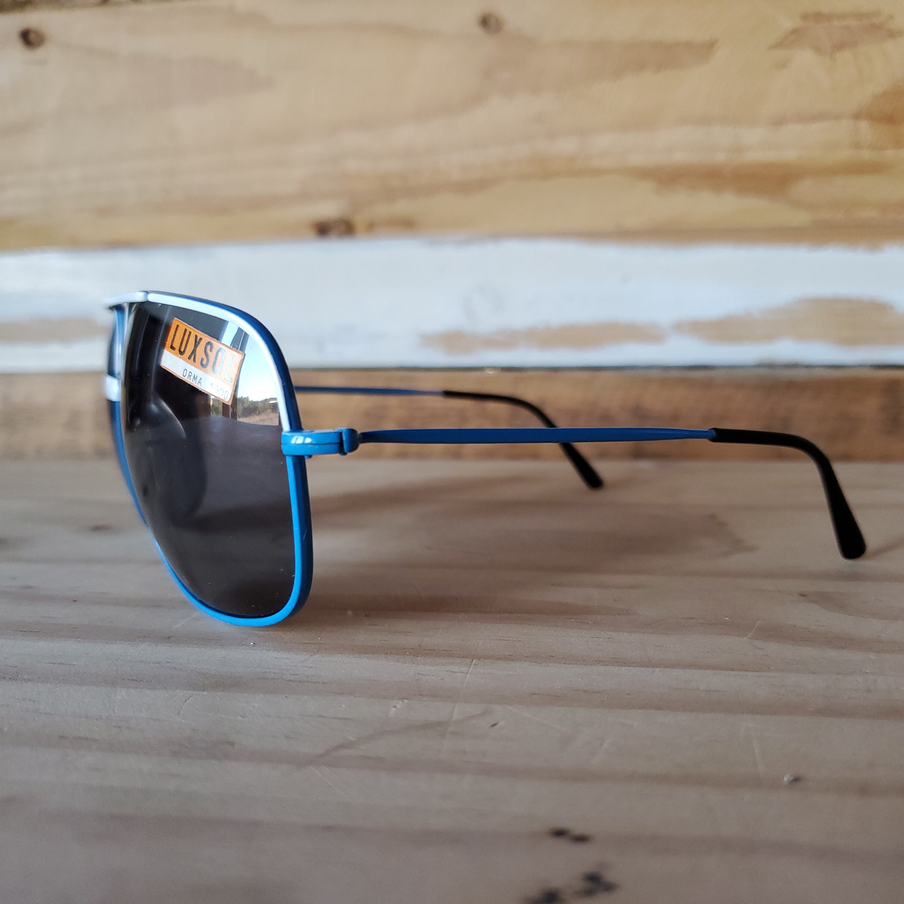 VINTAGE 80s Aviator Sunglasses, Blue-white Frame Sunglasses 