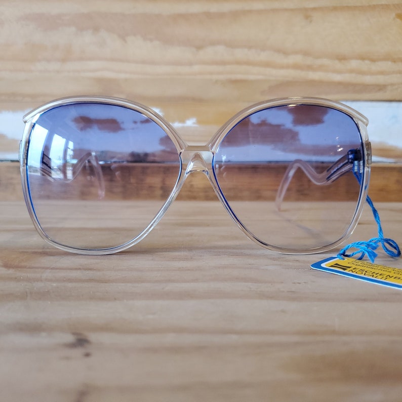 Oversized Square 70s Sunglasses Vintage Clear Sunglasses Etsy