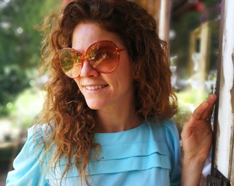Sunglasses, Vintage Sunglasses, 70s Women Sunglasses, Oversize Vintage Sunglasses, Brown Sunglasses, Grandma Sunglasses,  Large Round Shades