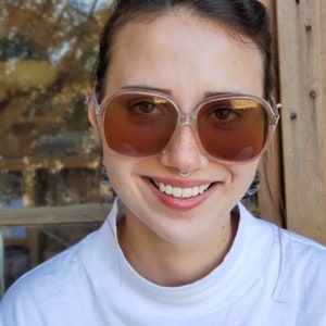 Vintage Sunglasses, Oversized Sunglasses, Vintage 70s Clear Frame Sunglasses, NOS Oversize Square Sunglasses, Never Worn German Eyewear