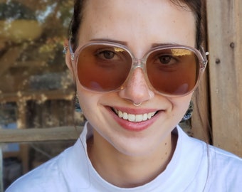 Vintage Sunglasses, Oversized Sunglasses, Vintage 70s Clear Frame Sunglasses, NOS Oversize Square Sunglasses, Never Worn German Eyewear