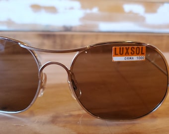 Gafas de sol vintage de la década de 1980, UNISEX, gafas de sol de aviador redondeadas con marco plateado, gafas de sol para hombres y mujeres, gafas Luxsol Dead Stock