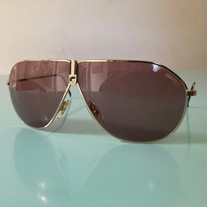 Vintage 80&#39;s NOS Carrera Sunglasses, Never Used Gold Aviator Men Sunglasses, Vintage Sunglasses, Men&#39;s Vintage Sunglasses, Made in Italy