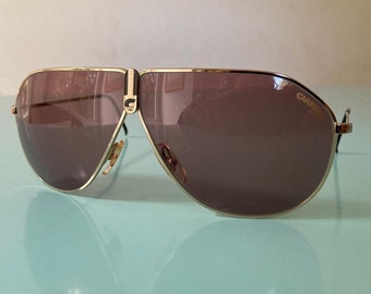 Vintage 80's NOS Carrera Sunglasses, Never Used Gold Aviator Men Sunglasses, Vintage Sunglasses, Men's Vintage Sunglasses, Made in Italy