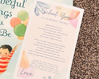 Graduation Book Letter Printable / Elementary graduation gift / End of school year / End of year teacher letter