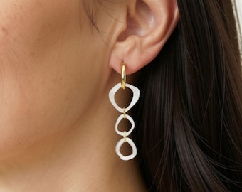 Seashell Earrings, Organic Resin Jewelry, Minimalist Long Earrings, Eco-friendly Cellulose Acetate Jewelry, Summer Style Earrings