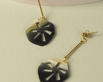 Geometric Flower Earrings. Minimalist Handmade Jewelry. Everyday Floral Earrings. Lightweight Modern Jewelry. Gift for Her