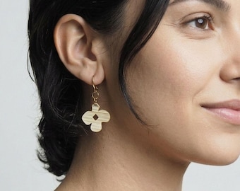 Modern Abstract Geometric Flower Earrings, Lightweight Minimalist Floral Resin Dangles, Daily Everyday Art Jewelry, Unique Gift for Her
