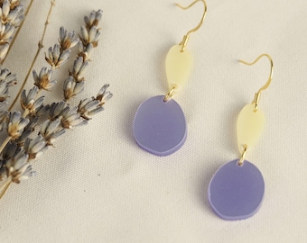 Statement Geometric earrings, Acetate earrings, Stud earrings, Minimalist design, Bold jewelry, Retro Lightweight Lilac Lavender Earrings