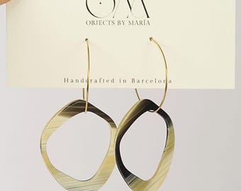 Minimalist Earrings. Unique Geometric Earrings. Irregular Hoop Earrings in Vegetable Acetate. Contemporary Earrings. Original Gift