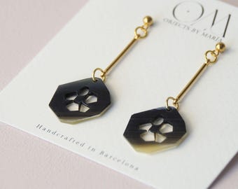 Geometric Flower Earrings. Minimalist Handmade Jewelry. Everyday Floral Earrings. Lightweight Modern Jewelry. Gift for Her