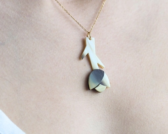 Minimalist Flower Necklace. Unique Geometric Necklace. Vegetable Acetate Flower. Contemporary Necklace. Gift for Her. Tulip Necklace