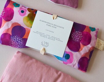 Almohadilla Relajante para Ojos. Alivio Migrañas y Estrés. Algodón Natural Orgánico con Lavanda. Frío/Calor. Aromaterapia. Yoga - Meditación