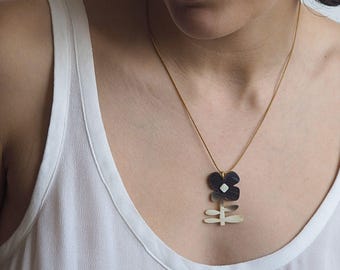 Minimalist Flower Necklace. Unique Geometric Necklace. Vegetable Acetate Flower. Contemporary Necklace. Original Gift for Her