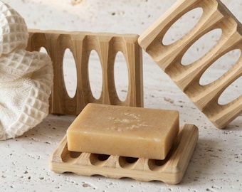Natural Bamboo Soap Dish | Handcrafted Wooden Soap Holder with Drainage | Eco Friendly Bathroom Accessory | Self Care & Spa Gift