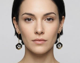 Modern Abstract Cutout Flower Earrings, Minimalist Geometric Floral Resin Dangles, Paper Cut Art Inspired Lightweight Jewelry, Gift for Her