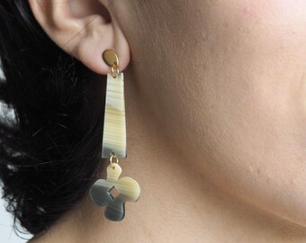 Geometric Flower Earrings. Minimalist Handmade Jewelry. Everyday Floral Earrings. Lightweight Modern Jewelry. Gift for Her