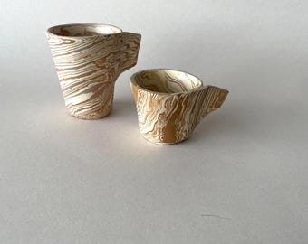 Handmade Marbled Ceramic Cup. Coffee Tea Capuccino Vase.  Nerikomi Design Art
