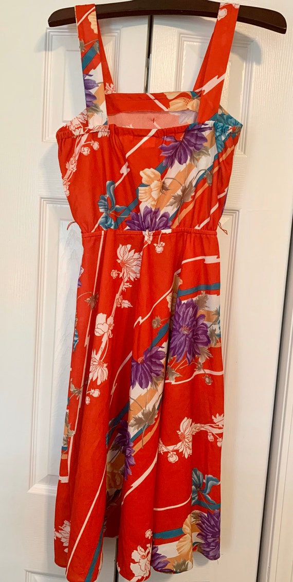 1970’s Red Tropical Print Dress - image 4