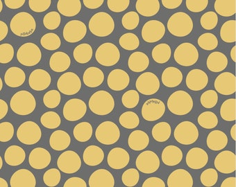 Certified Organic Cotton by Pillobebe - Camping, Pebbles in Yellow - 57/58" Wide, Fat Quarter, Half Yard, One Yard