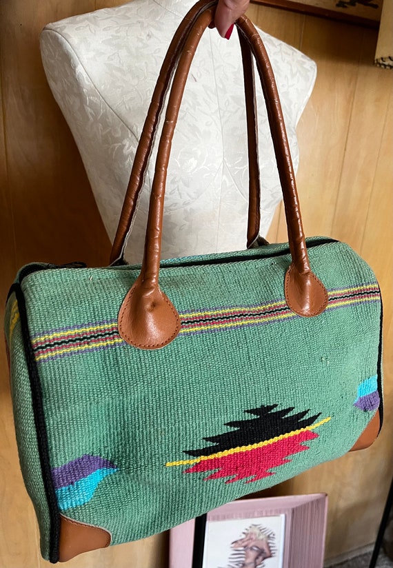 80s Vintage Southwest big handbag woven textile