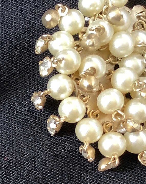 Big glamorous Dangling crescent of faux pearls an… - image 3