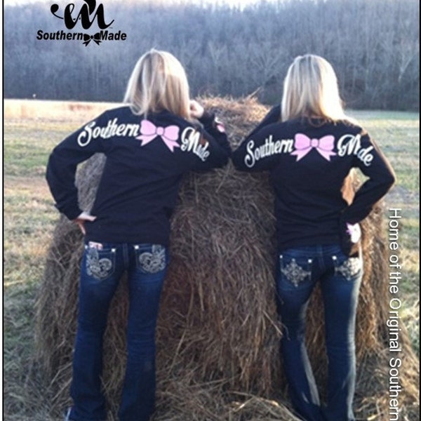 Special Edition Southern Made Long Sleeve Tee Shirt ~ Glitter Bow
