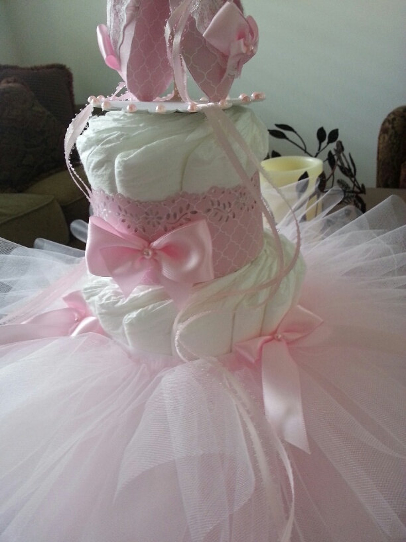 Three Tier Pink TuTu Diaper Cake / Ballerina Baby Shower / Etsy