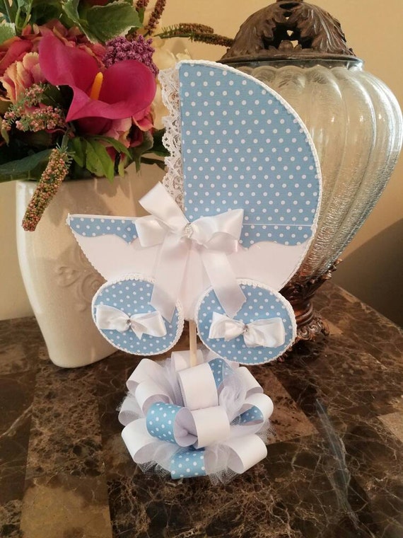 Blue And White Baby Carriage Centerpiece Baby Shower Etsy Blue And White Baby Carriage Centerpiece Baby Shower Etsy