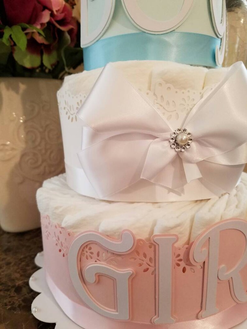 Three Tier Gender Reveal Diaper Cake / Gender Neutral Diaper Etsy