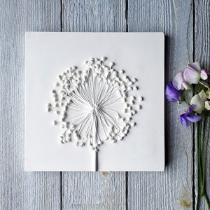 Alliums No.4, Gips gegossene Wandtafel - 20 x 20cm (8 x 8 &#39;&#39;) Botanische Kunst, Blumenfliese, Naturkunst, Innenarchitektur, Hochzeitsgeschenk
