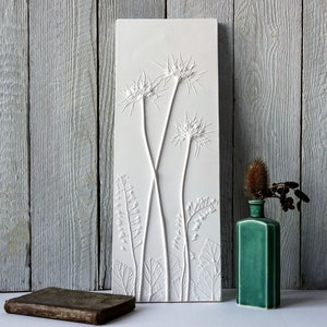 Hirtentässchen & Queen Annes Lace großes Gipsabdruck-Wandbild
