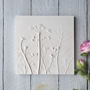 Summer Mix No.1, Limited Edition, Plaster Cast Wall Plaque - 20 x 20cm (8 x 8'') Botanical art, flower tile, nature art, gift for home