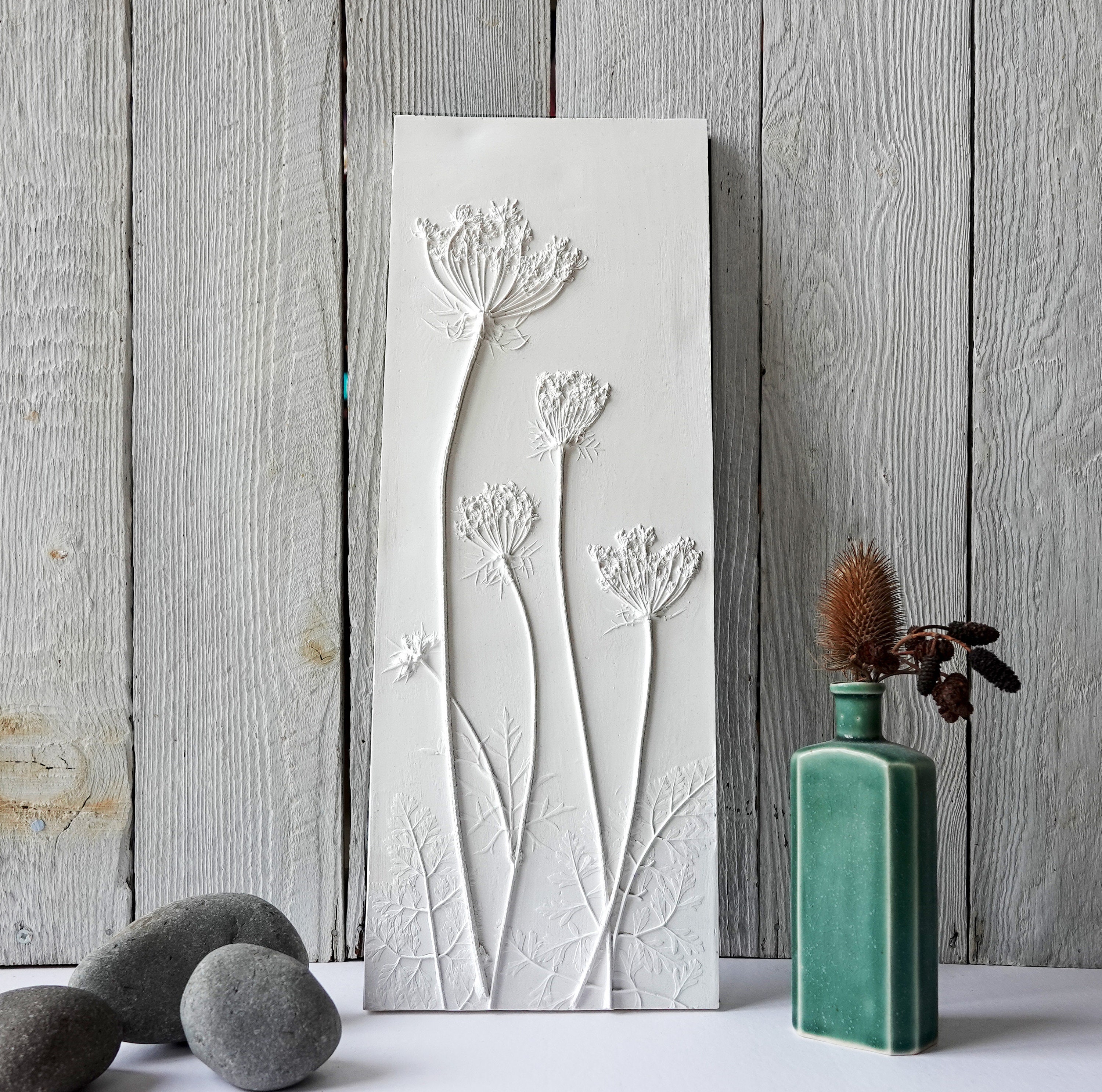 Queen Anne's Lace Large Plaster Cast Wall Plaque