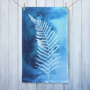 Katoenen theedoek met varenprint