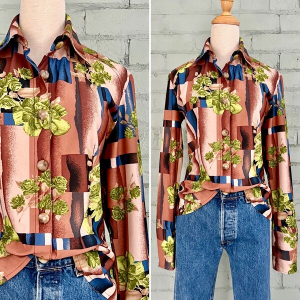 70s Floral Shirt Etsy