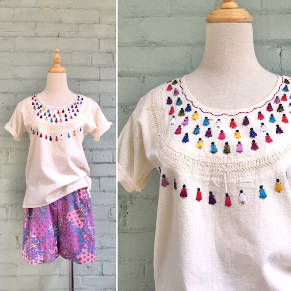 vintage 1970s embroidered blouse / 70s boho peasan