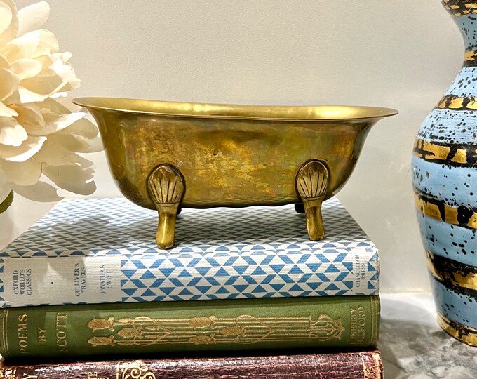 Vintage Brass Bathtub Soap Dish Miniature Claw Foot Tub Bathroom Decor ...