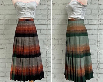 1970s wool plaid skirt 70s pleated reversible tartan skirt mod classic preppy academia accordion pleat kilt / medium