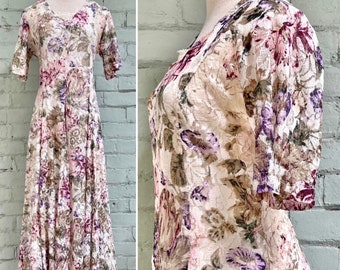 vintage 1990s lace maxi dress 90s boho floral dress boho festival cottagecore romantic floralcore coquette dress / small