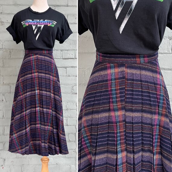 Vintage 1970s Plaid Midi Pleated Skirt 70s Boho A line Tartan Skirt Academia Secretary Librarian Aesthetic Skirt Medium Etsy UK