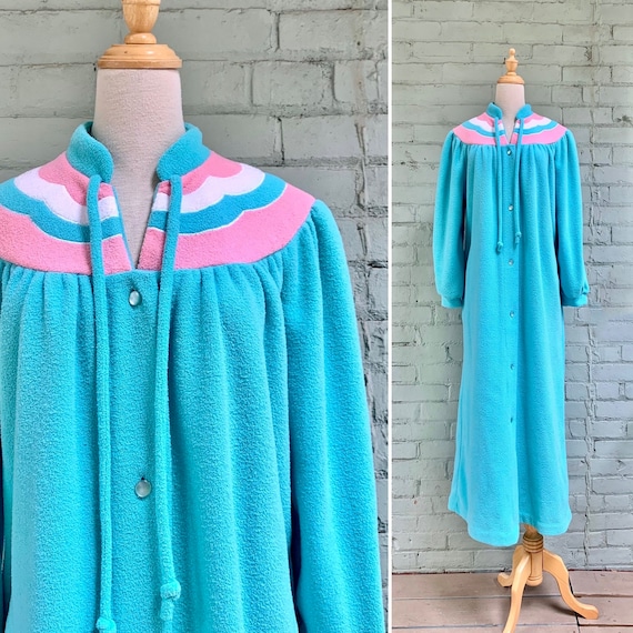 vintage 1980s full length robe cosy 80s terry clo… - image 1