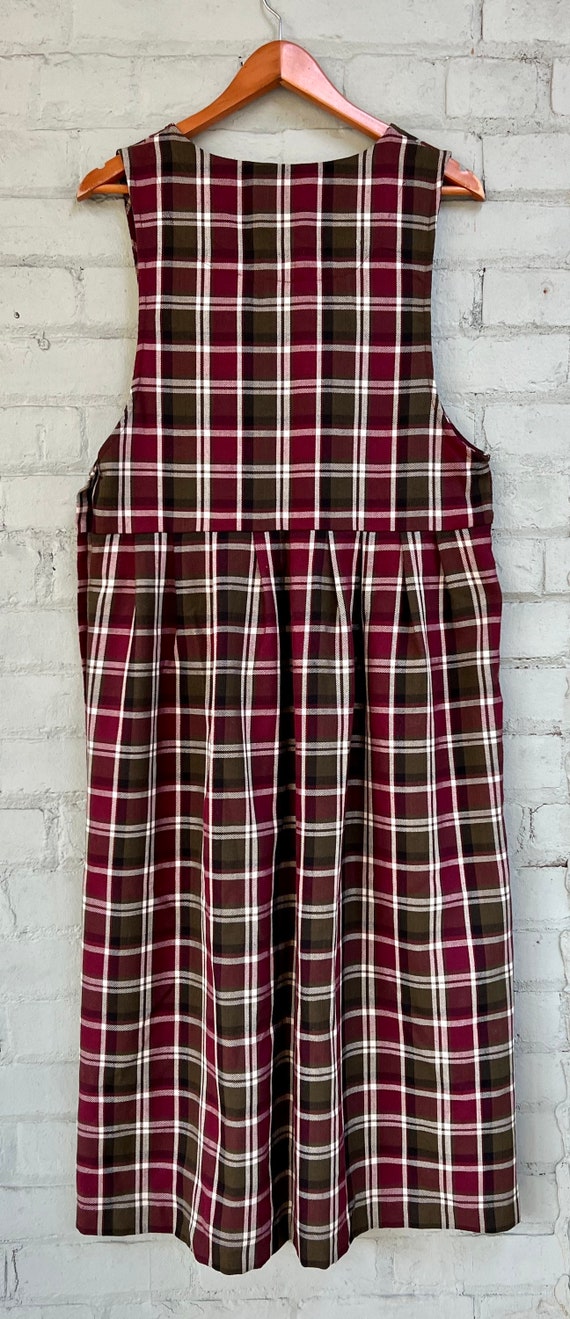 vintage 1990s plaid pinafore dress / 90s midi tar… - image 8