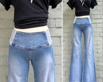 vintage y2k low rise jeans 1990s 2000s stretch flare Brazilian jeans boho retro jeans / medium