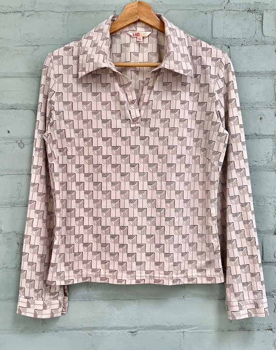 vintage 1970s novelty print pullover shirt 70s da… - image 5