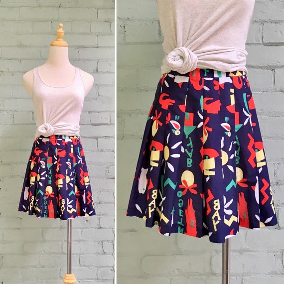 vintage 1980s tennis skirt / 80s novelty print min