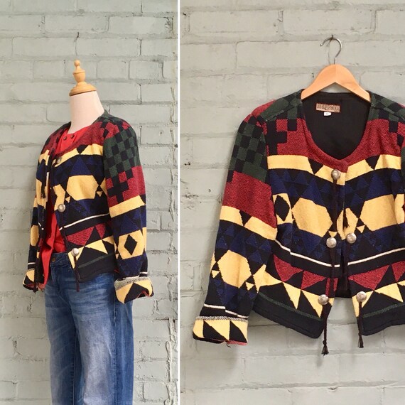 vintage 1980s cropped blanket coat / 80s western b